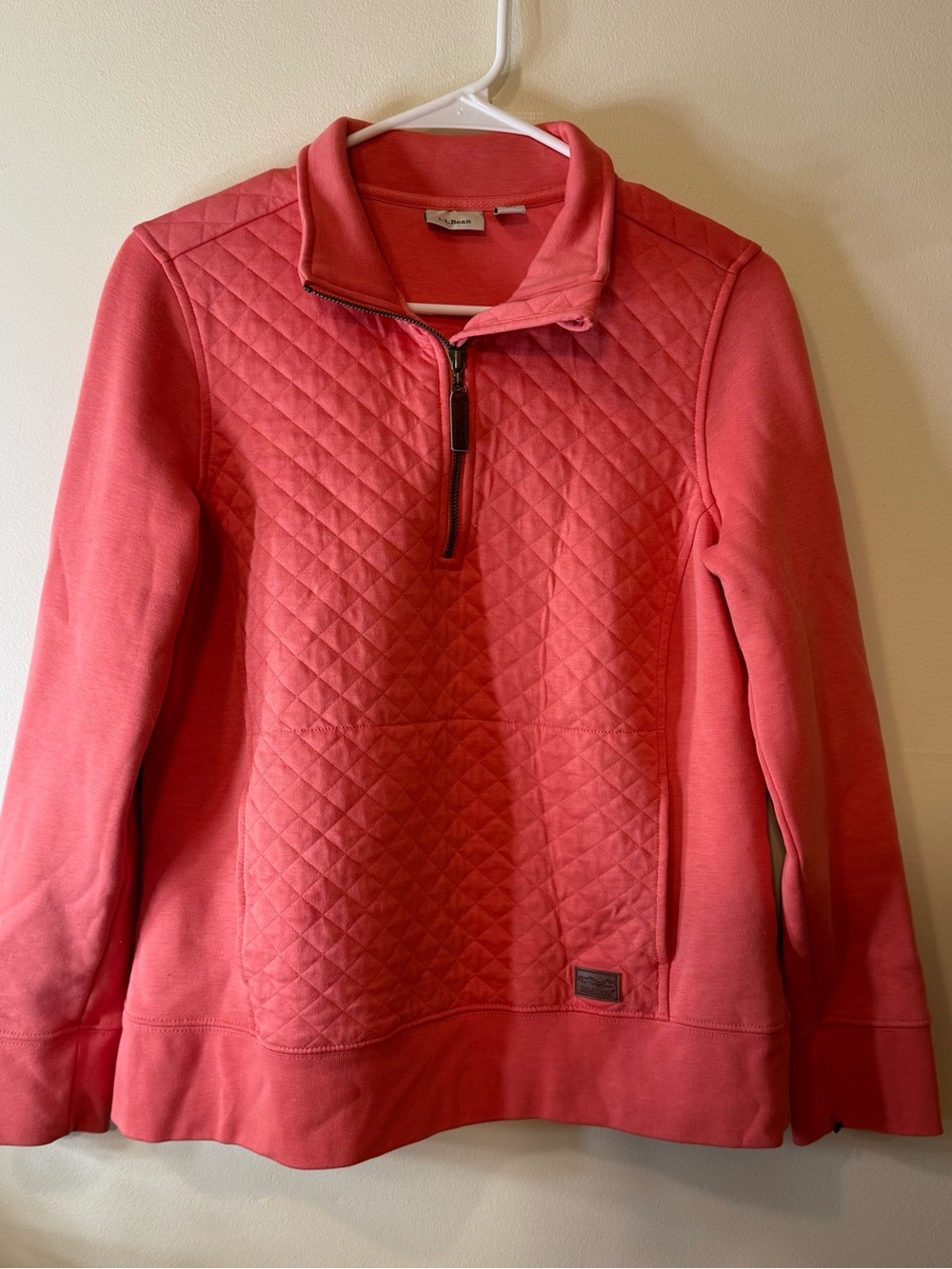 L.L. Bean Quilted Half-Zip Sweatshirt - Coral